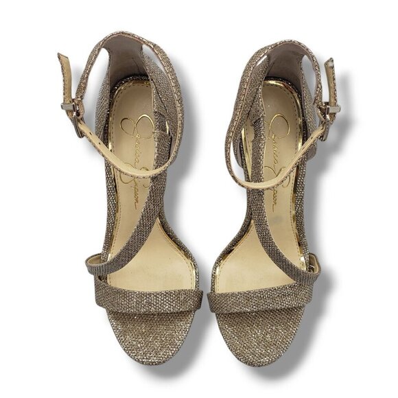 Jessica Simpson Rayli 2 Sandal Womens 7 Gold Ankle Strap High Heel Strappy - Picture 7 of 9